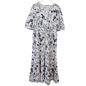 Petallush Floral Half Sleeve V Neck Maxi Dress Large NWT